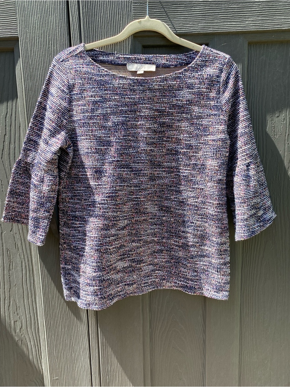 Loft Women’s Multicolor Knit Sweater - Boatneck, 3/4 Sleeves size M